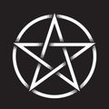 Pentagram or pentalpha or pentangle. Hand drawn dot work ancient pagan symbol of five-pointed star isolated vector illustration Royalty Free Stock Photo