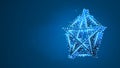 Pentagram or pentalpha or pentangle sign. Ancient pagan symbol of five-pointed star. Abstract digital wireframe, low poly mesh, Royalty Free Stock Photo