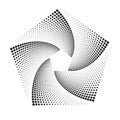 Pentagram shape with little pentagrams in halftone spiral effect Royalty Free Stock Photo