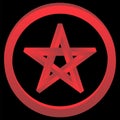 Pentagram sign five pointed red star icon. Magical symbol of faith. Simple flat colored illustration Royalty Free Stock Photo