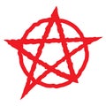 Pentagram sign five pointed star icon. Magical symbol of faith. Simple flat red illustration Royalty Free Stock Photo