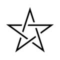 Pentagram sign - five-pointed star. Magical symbol of faith. Simple flat black illustration