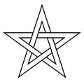 Pentagram sign - five-pointed star. Magical symbol of faith. Simple flat white illustration with black outline