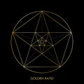 Pentagram star. Golden ratio