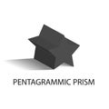 Pentagrammic Prism Geometric Figure of Black Color