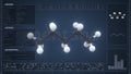 Pentane molecule with description on the computer screen, 3d rendering