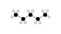 pentane molecule, structural chemical formula, ball-and-stick model, isolated image alkane