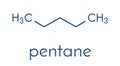 Pentane n-pentane alkane molecule. Skeletal formula.