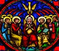 Pentecost - Stained Glass in Bayeux Cathedral Royalty Free Stock Photo