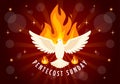 Pentecost Sunday Vector Illustration with Flame and Holy Spirit Dove in Catholics or Christians Religious Culture Holiday