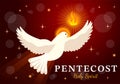 Pentecost Sunday Vector Illustration with Flame and Holy Spirit Dove in Catholics or Christians Religious Culture Holiday