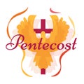 Pentecost Whit Sunday burning flame bird poster vector background Royalty Free Stock Photo