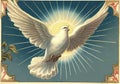 Pentecostal dove. Vintage postcard. Royalty Free Stock Photo