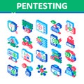 Pentesting Software Isometric Icons Set Vector