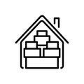 Black line icon for Penus, house and goods