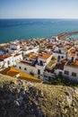 Penyscola village views from the castle, province of Valencia Sp Royalty Free Stock Photo