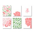 Set of business cards in botanical style flat illustration. Royalty Free Stock Photo