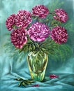 Peonies in a glass vase