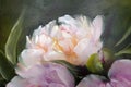 Peonies, oil painting on canvas