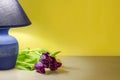 Peonies purple table lamp Royalty Free Stock Photo