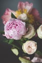Peonies and roses bouquet. Shabby chic pastel bouquet