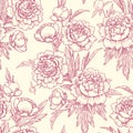 Peonies seamless pattern.