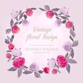 Peonies vector round frame. Royalty Free Stock Photo