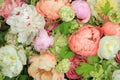 Peonies in a wedding arrangement