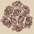 Peony drawing decorative composition.