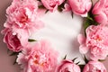 Peony elegance Festive background with pink peonies and empty sheet