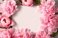Peony elegance Festive background with pink peonies and empty sheet