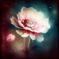 Peony flower on grunge background. Vintage style toned. Generative AI Royalty Free Stock Photo