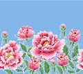 Peony flower of Japanese style. Patches for embroidery or textile print