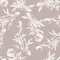 Peony flower silhouette seamless pattern Royalty Free Stock Photo