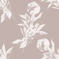 Peony flower silhouette seamless pattern Royalty Free Stock Photo