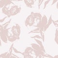 Peony flower silhouette seamless pattern Royalty Free Stock Photo