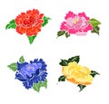 Peony flower vector.Idea for tattoo and coloring books.Japanese clouds and wave for tattoo design.Chinese clouds.