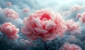 Peony flowers in cloudy background