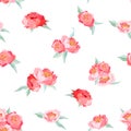 Peony Flowers seamless vintage vector summer pattern. Floral background for wallpapers, web page, texture, textile Royalty Free Stock Photo