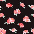 Peony Flowers seamless vintage vector summer pattern. Floral background for wallpapers, web page, texture, textile Royalty Free Stock Photo