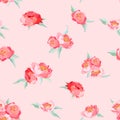 Peony Flowers seamless vintage vector summer pattern. Floral background for wallpapers, web page, texture, textile Royalty Free Stock Photo