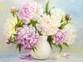 Peony flowers in a white vase Royalty Free Stock Photo