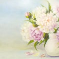 Peony flowers in a white vase Royalty Free Stock Photo