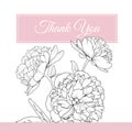 Peony rose flowers bouquet thank you card template