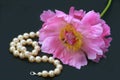 Peony rose and pearl necklace