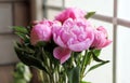 A bouquet of charming pink peonies in bloom.