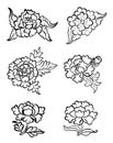 Peony vector illustration for tattoo style. Royalty Free Stock Photo