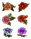 Peony vector illustration for tattoo style. Royalty Free Stock Photo