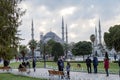 Peoople walking at the Sultanahmet Square. View of the Sultanahmet Square, Istanbul, Turkey.