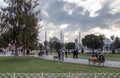 Peoople walking at the Sultanahmet Square. View of the Sultanahmet Square, Istanbul, Turkey.